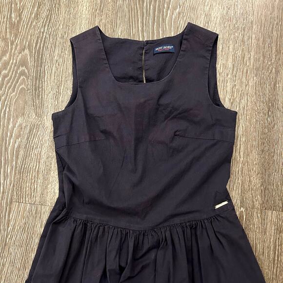 EUC Saint James Navy Cotton Fit & Flare Sleeveless Dress 4 Classic French Style - Picture 4 of 14